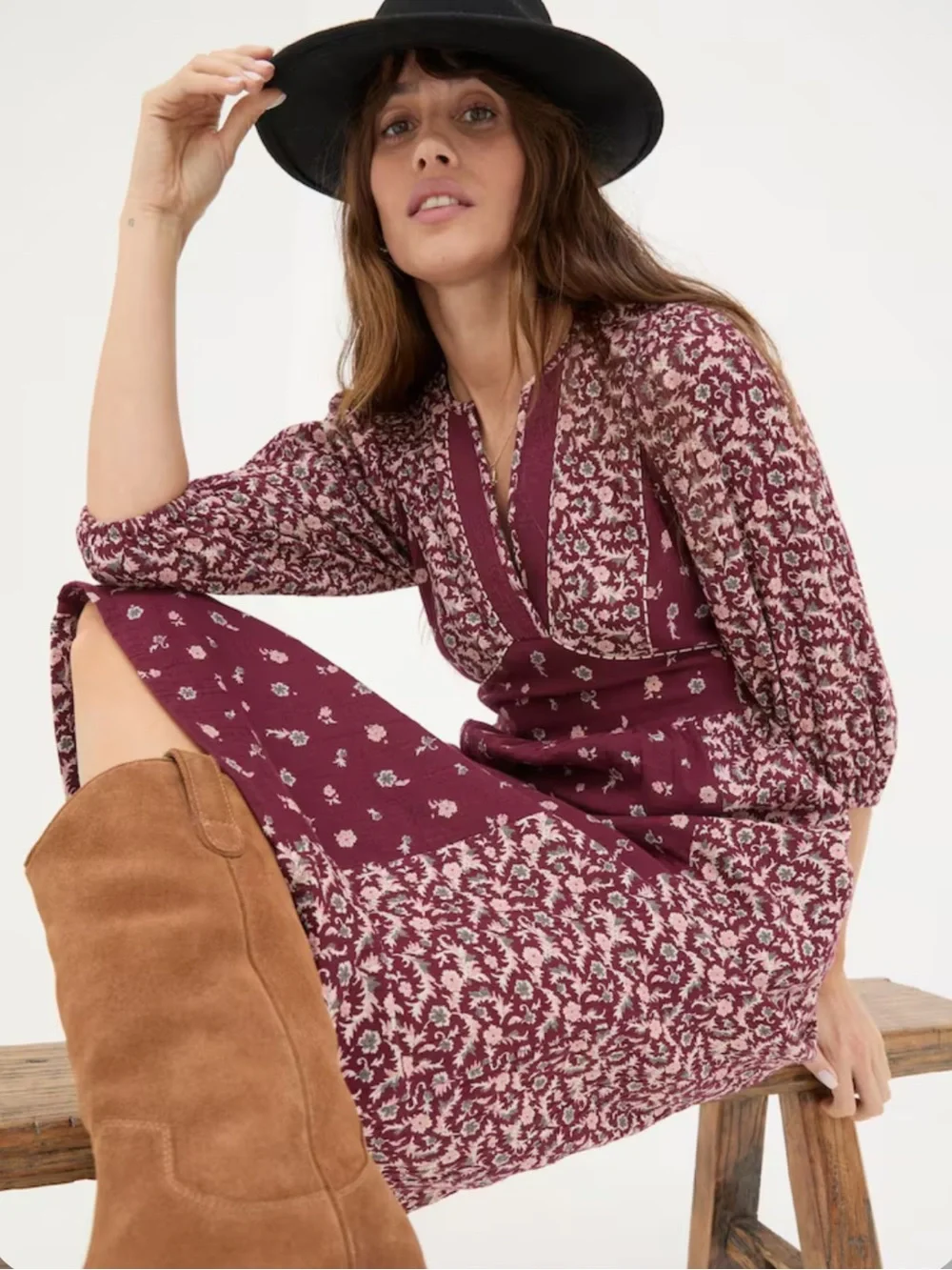 Fat Face Kelly Red Wild Ditsy Floral Cotton Boho Midi Dress - Picture 11 of 15